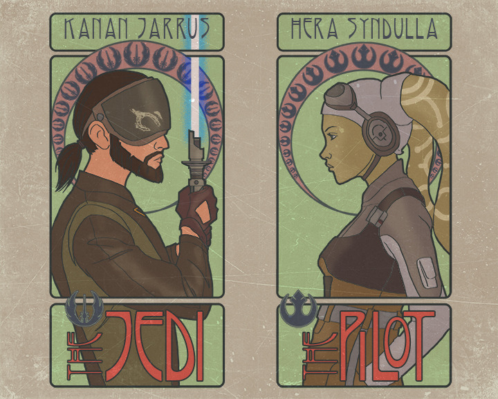 Kanan and Hera in Art Nouveau style